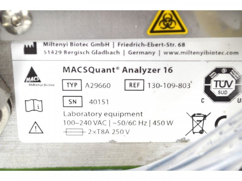 Miltenyi MACSQuant Analyzer 16 Flow Cytometer (3)Lasers/(14)Colors/(16)Detectors 