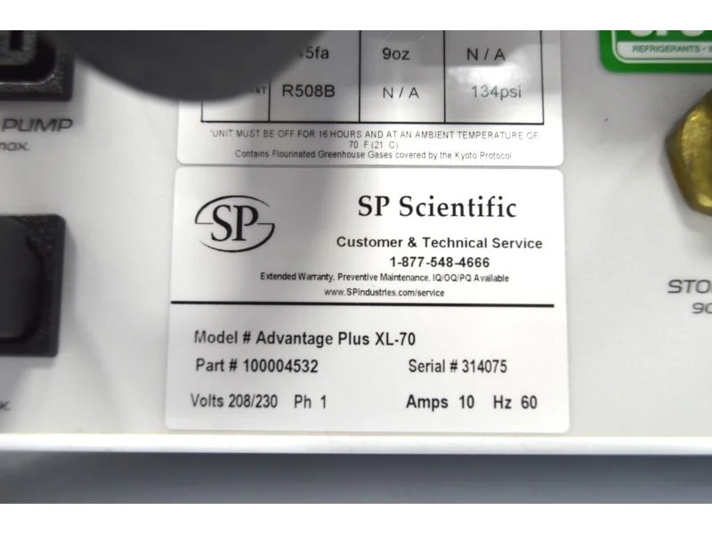 SP Scientific VirTis Advantage Plus XL-70 Wizard 2.0 BenchTop Freeze Dryer