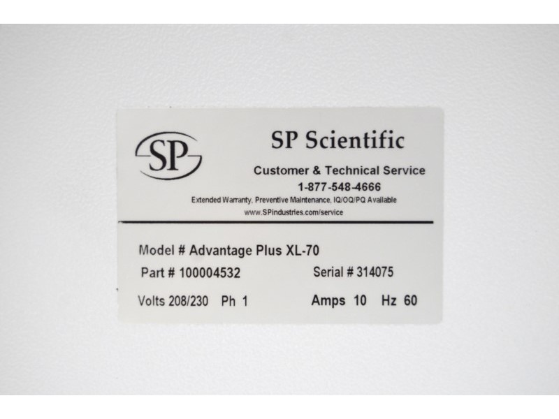 SP Scientific VirTis Advantage Plus XL-70 Wizard 2.0 BenchTop Freeze Dryer