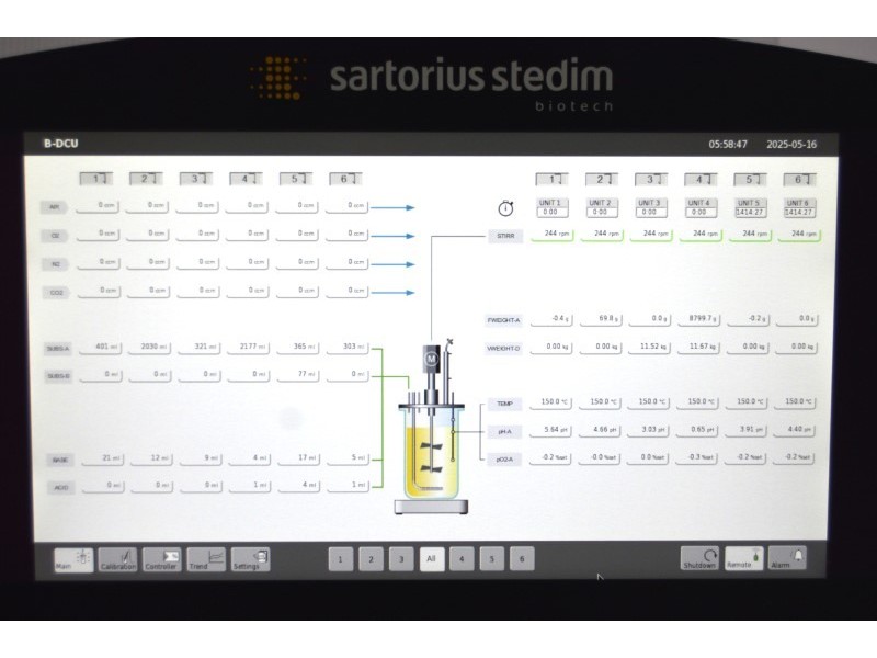 Sartorius Stedim Biostat B-DCU 6-Fold Cell Culture Bioreactor Univessel System