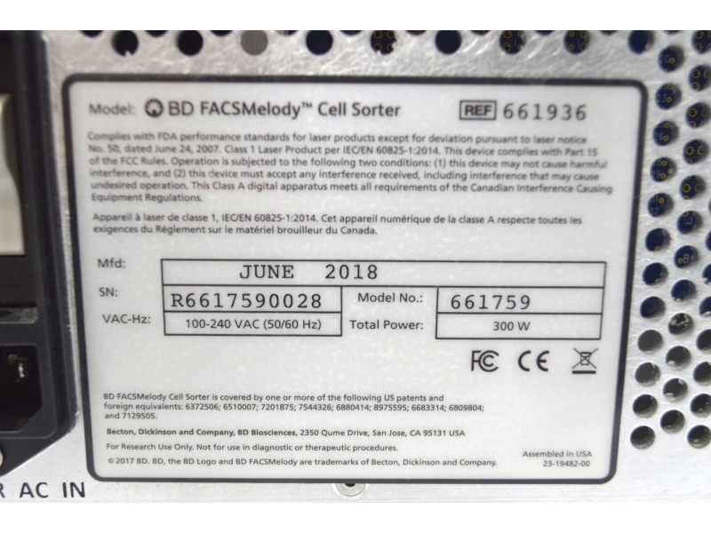 BD FACSMelody Cell Sorter w/ Fluidics Module (3)Lasers/(9)Colors/(11)Detectors