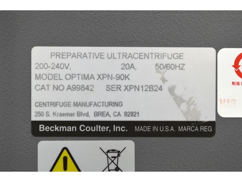 Beckman Optima XPN-90 Ultracentrifuge Floor Centrifuge 0...40DegC w/ Type 70 Ti Fixed-Angle Titanium Rotor