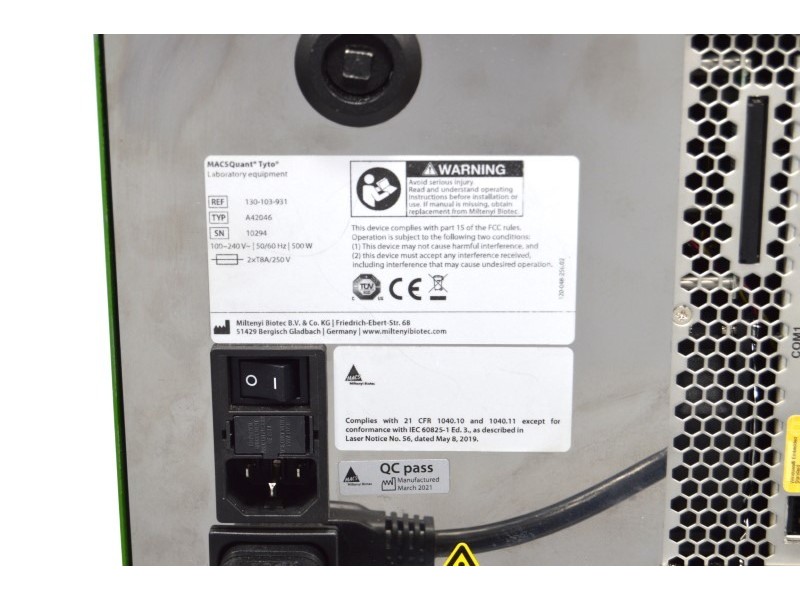 Miltenyi Biotec MACSQuant Tyto Cell Sorter (3)Lasers/(8)Fluorescence Channels/(10)Detectors
