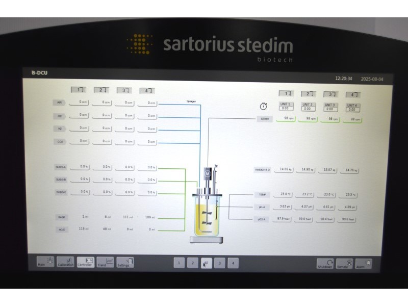 Sartorius Stedim Biostat B-DCU 4-Fold Cell Culture Bioreactor Univessel System