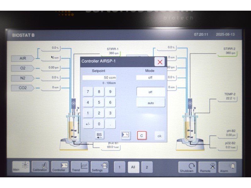 Sartorius Stedim Biostat B Benchtop Bioreactor SU Univessel System, Twin for Cell Culture