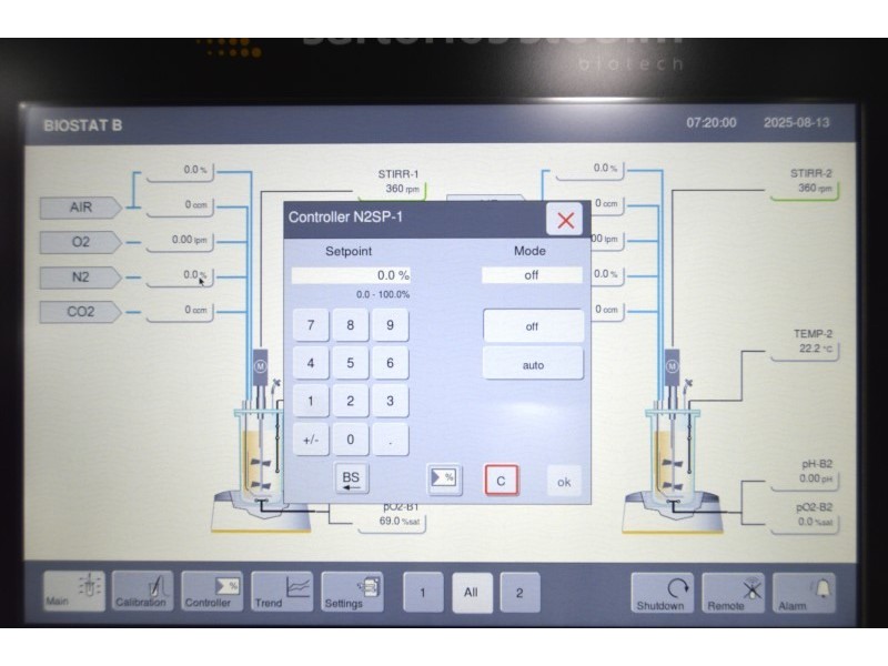 Sartorius Stedim Biostat B Benchtop Bioreactor SU Univessel System, Twin for Cell Culture