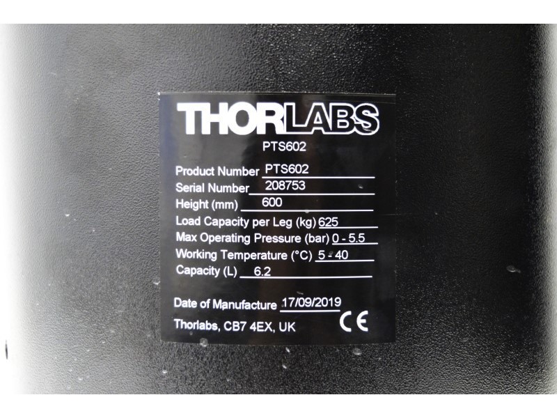 ThorLabs Nexus 4' x 6' Optical Air Isolating Table, 8.3’’ Thick, w/ 700m PTS602 Active Self‑Leveling Support Legs