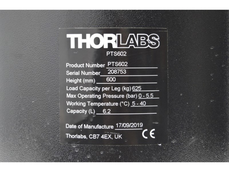 ThorLabs Nexus 4' x 6' Optical Air Isolating Table, 8.3’’ Thick, w/ 700m PTS602 Active Self‑Leveling Support Legs
