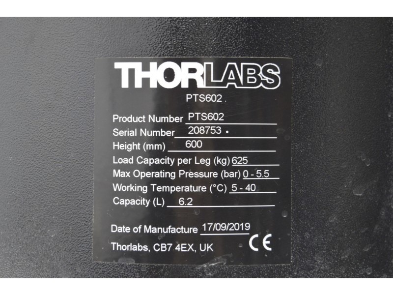 ThorLabs Nexus 4' x 6' Optical Air Isolating Table, 8.3’’ Thick, w/ 700m PTS602 Active Self‑Leveling Support Legs