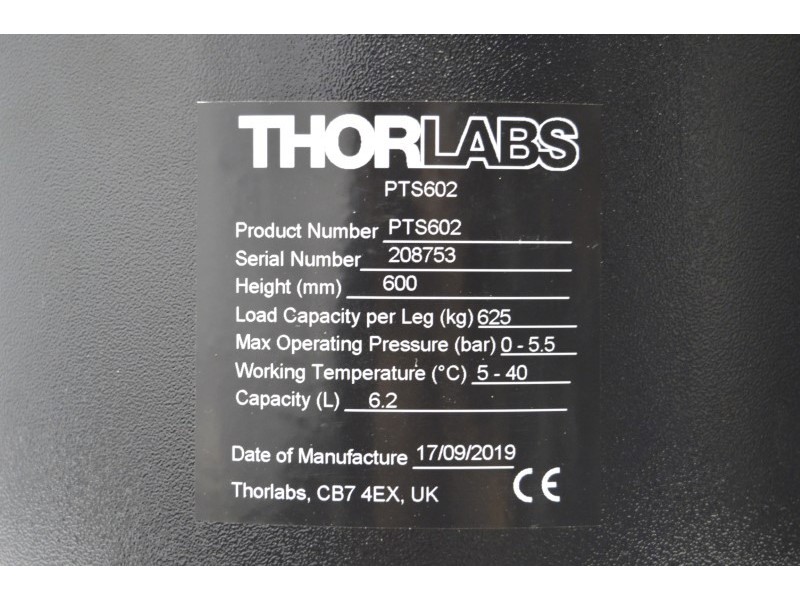 ThorLabs Nexus 4' x 6' Optical Air Isolating Table, 8.3’’ Thick, w/ 700m PTS602 Active Self‑Leveling Support Legs