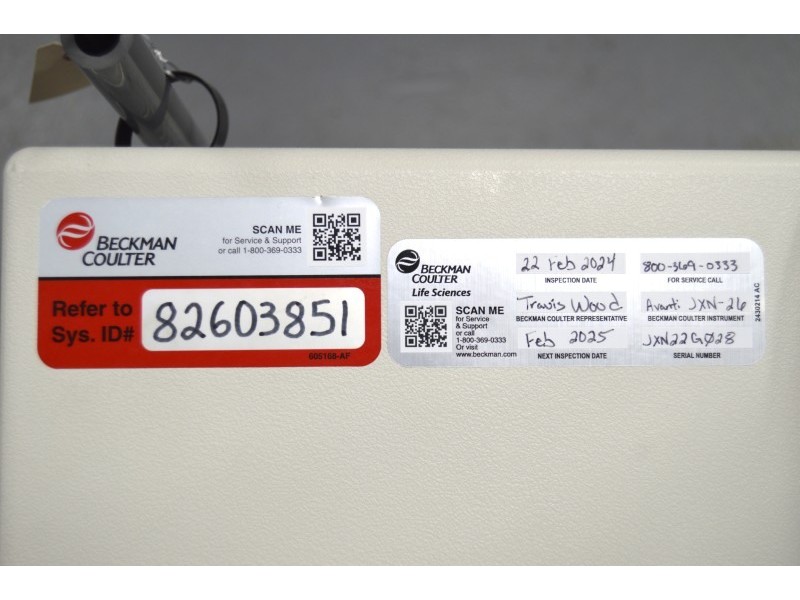 Beckman Avanti JXN-26 Refrigerated Centrifuge (Made in 2022) w/ JLA-8.1000 Rotor 