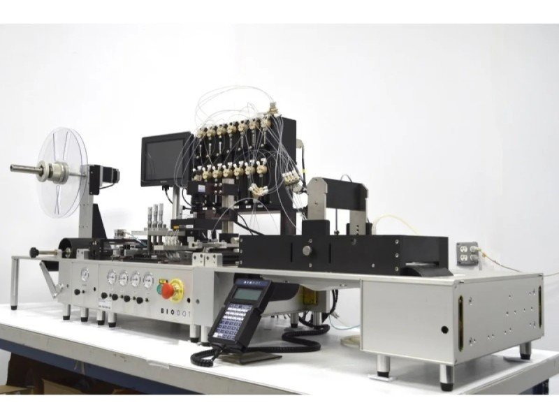 BioDot RR120 Modular Web Handling System with BioJet/AirJet Dispensing, Vision System & Dual Drying Towers BioDot RR120 Modular Web Handling System with BioJet/AirJet Dispensing, Vision System & Dual Drying Towers