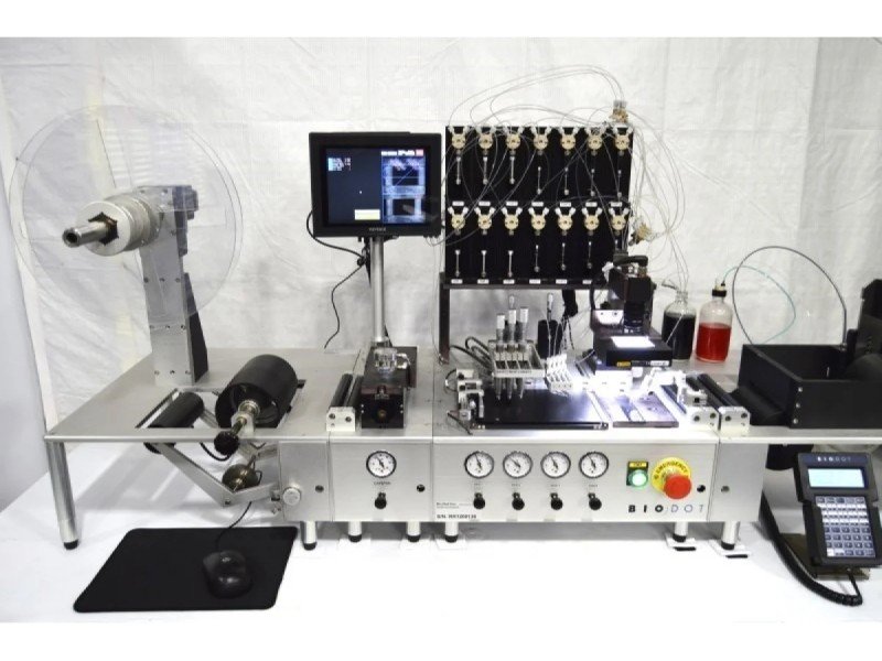 BioDot RR120 Modular Web Handling System with BioJet/AirJet Dispensing, Vision System & Dual Drying Towers BioDot RR120 Modular Web Handling System with BioJet/AirJet Dispensing, Vision System & Dual Drying Towers