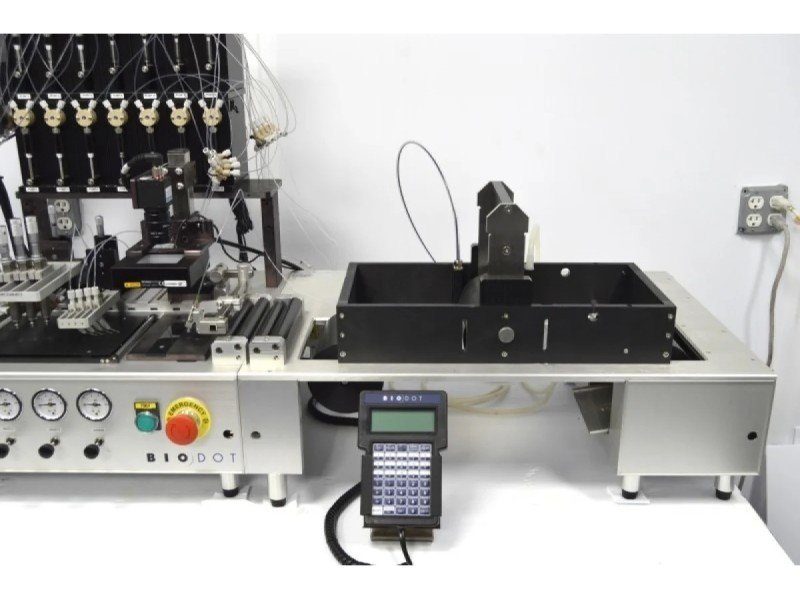 BioDot RR120 Modular Web Handling System with BioJet/AirJet Dispensing, Vision System & Dual Drying Towers BioDot RR120 Modular Web Handling System with BioJet/AirJet Dispensing, Vision System & Dual Drying Towers