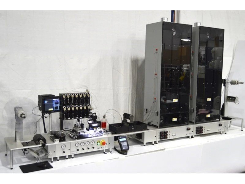 BioDot RR120 Modular Web Handling System with BioJet/AirJet Dispensing, Vision System & Dual Drying Towers BioDot RR120 Modular Web Handling System with BioJet/AirJet Dispensing, Vision System & Dual Drying Towers