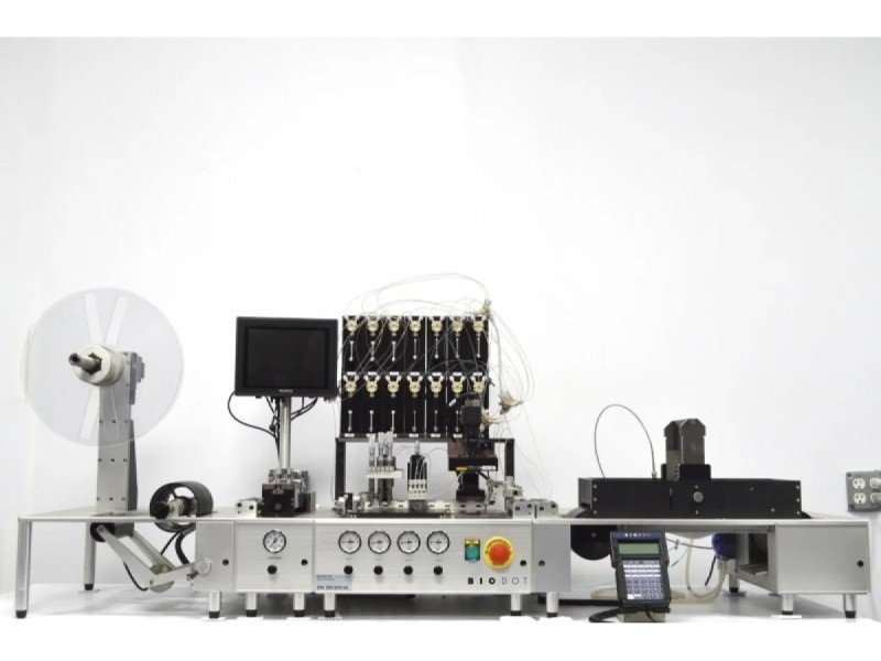 BioDot RR120 Modular Web Handling System with BioJet/AirJet Dispensing, Vision System & Dual Drying Towers BioDot RR120 Modular Web Handling System with BioJet/AirJet Dispensing, Vision System & Dual Drying Towers