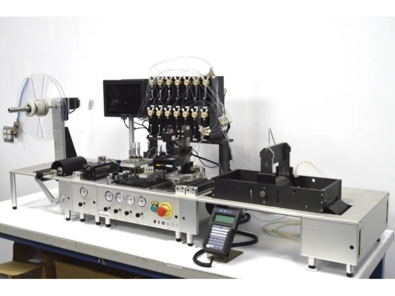 BioDot RR120 Modular Web Handling System with BioJet/AirJet Dispensing, Vision System & Dual Drying Towers BioDot RR120 Modular Web Handling System with BioJet/AirJet Dispensing, Vision System & Dual Drying Towers