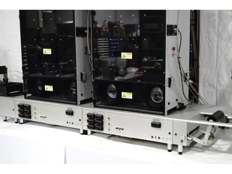 BioDot RR120 Modular Web Handling System with Single AirJet Dispensing, Vision System & Dual Drying Towers BioDot RR120 Modular Web Handling System with Single AirJet Dispensing, Vision System & Dual Drying Towers