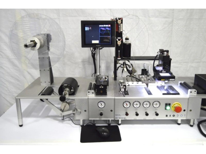 BioDot RR120 Modular Web Handling System with Single AirJet Dispensing, Vision System & Dual Drying Towers BioDot RR120 Modular Web Handling System with Single AirJet Dispensing, Vision System & Dual Drying Towers