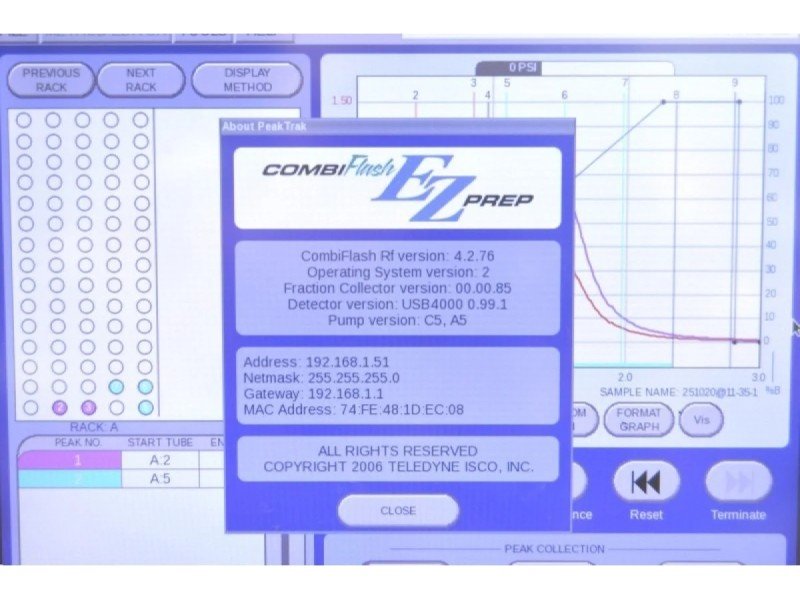 Teledyne ISCO CombiFlash EZ Prep UV-VIS Preparative Flash Chromatography System Teledyne ISCO CombiFlash EZ Prep UV-VIS Preparative Flash Chromatography System