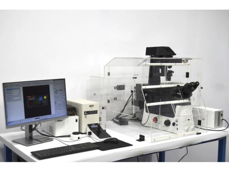 Nikon Ti2-E PFS N-SIM Super-Resolution Inverted Motorized Microscope with Dual Fluorescence Illumination Nikon Ti2-E PFS N-SIM Super-Resolution Inverted Motorized Microscope with Dual Fluorescence Illumination