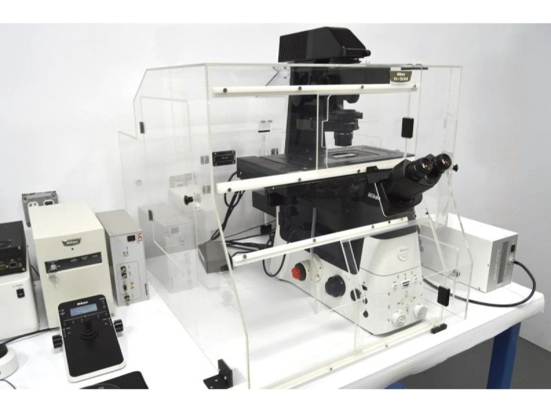 Nikon Ti2-E PFS N-SIM Super-Resolution Inverted Motorized Microscope with Dual Fluorescence Illumination Nikon Ti2-E PFS N-SIM Super-Resolution Inverted Motorized Microscope with Dual Fluorescence Illumination