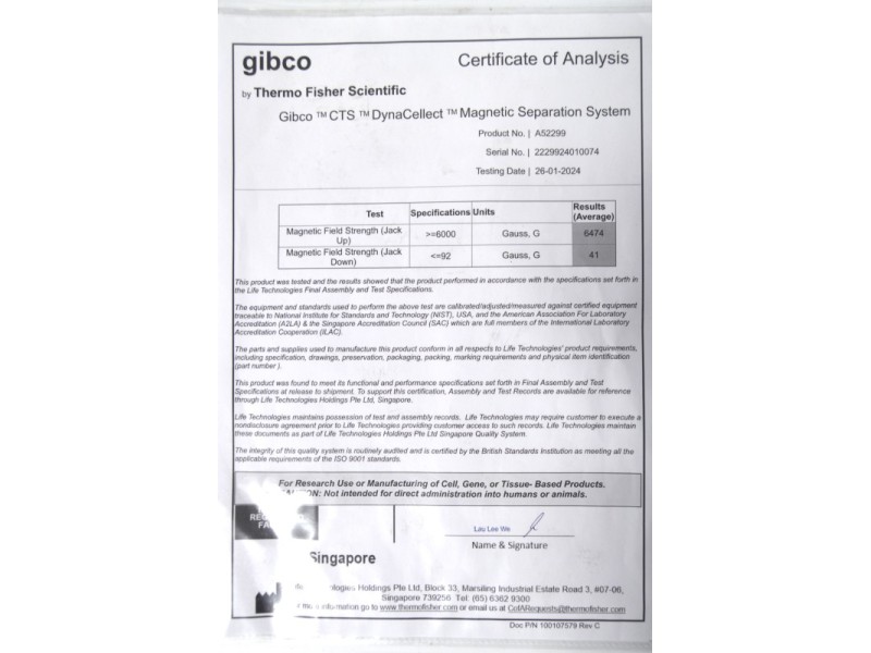 NEW Thermo Gibco CTS DynaCellect Magnetic Separation System