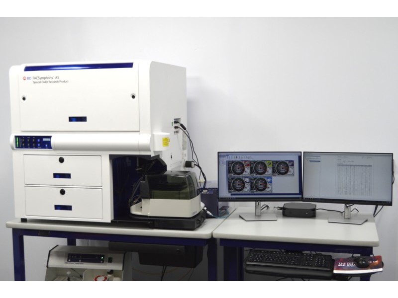 BD FACSymphony A5 Flow Cytometer (5)Lasers/(29)Colors/(31)Detectors w/ HTS Sampler & Supply System Unit 2