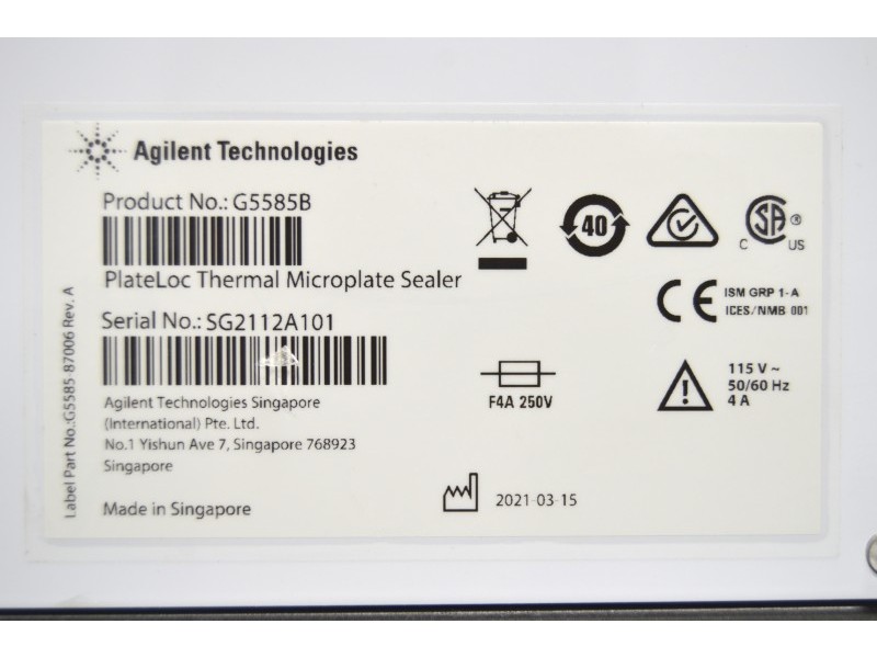 Agilent PlateLoc Thermal Microplate Sealer (Color Screen) w/ Small Hot Plate