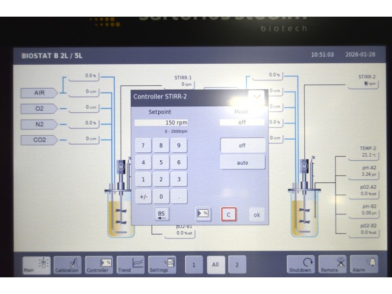 Sartorius Biostat B Bioreactor Twin for Cell Culture w/ 5L & 10L SW Glass Univessels