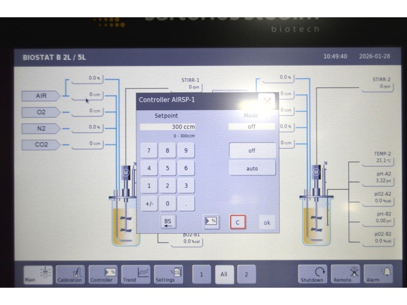 Sartorius Biostat B Bioreactor Twin for Cell Culture w/ 5L & 10L SW Glass Univessels