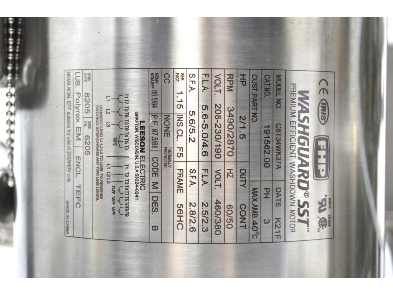 CARR Biosystems ViaFuge Pilot Stainless Steel Centrifuge System w/ C6T34WK37A Washdown Motor & Vessel