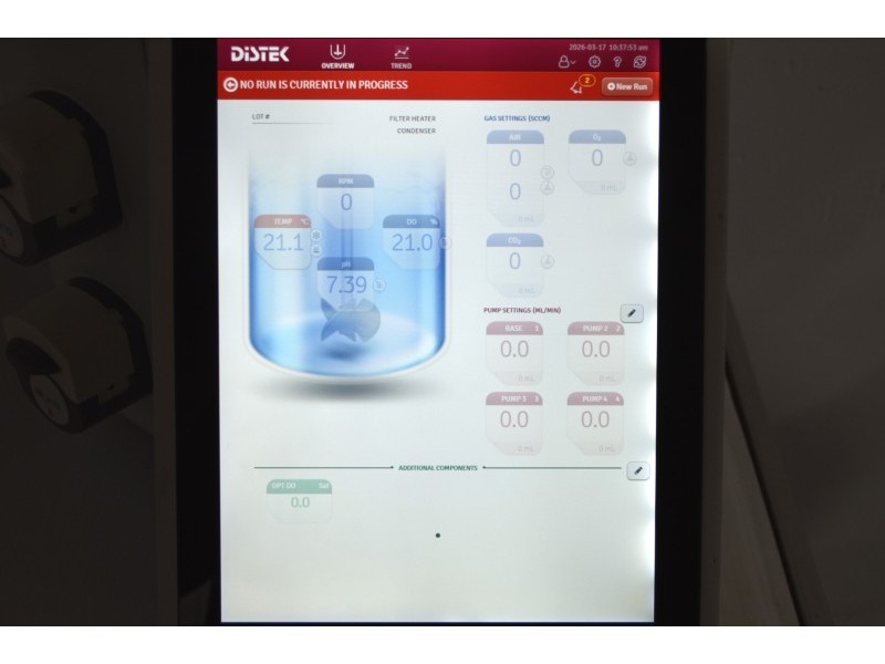 Distek BIOne 1250 Bioreactor System with 2L Autoclavable Cell Culture Vessel and O₂/CO₂/Air Gas Control
