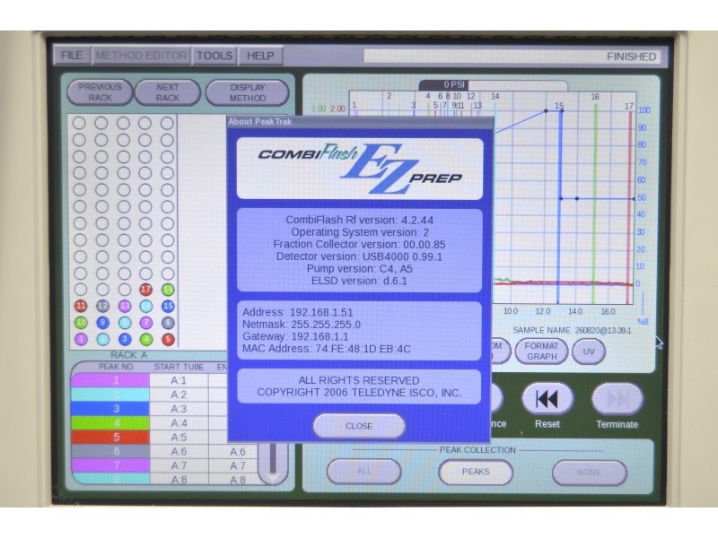 Teledyne ISCO CombiFlash EZ Prep UV/ELSD Preparative Flash Chromatograph System w/ Column Selector Module Unit 5