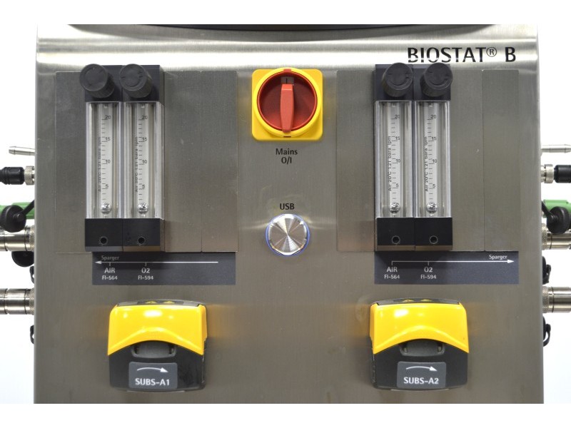 Sartorius Biostat B Twin Bioreactor for Microbial Cultures with 10 Liter Jacketed Autoclavable Vessels and Scales
