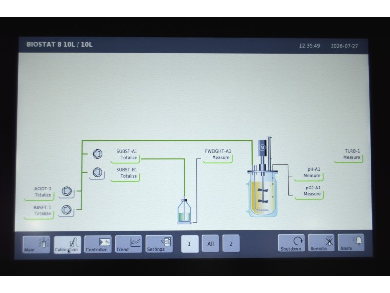 Sartorius Biostat B Twin Bioreactor for Microbial Cultures with 10 Liter Jacketed Autoclavable Vessels and Scales