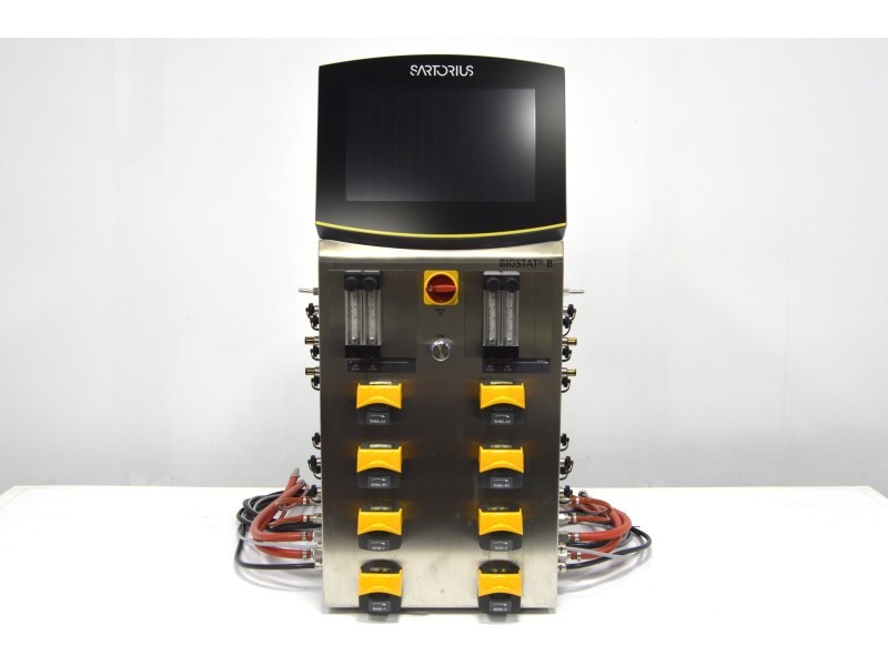Sartorius Biostat B Twin Bioreactor for Microbial Cultures with 10 Liter Jacketed Autoclavable Vessels and Scales