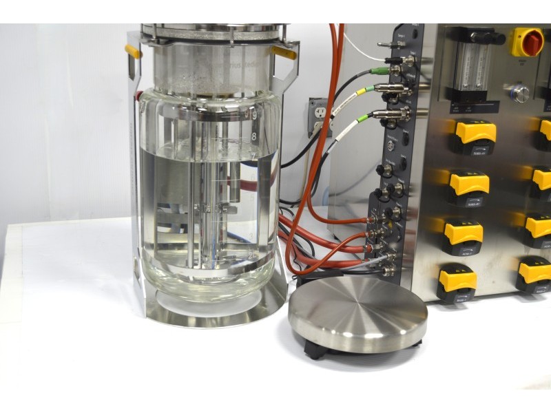 Sartorius Biostat B Twin Bioreactor for Microbial Cultures with 10 Liter Jacketed Autoclavable Vessels and Scales