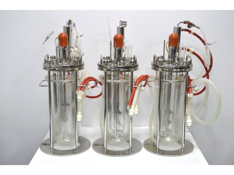 Infors HT Labfors 5 3-Fold Bench-Top Bioreactor System with 3.6 L Jacketed Vessels, Integrated Gas Mixing & Off-Gas Analysis