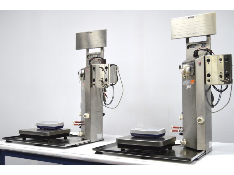 Infors HT Labfors 5 3-Fold Bench-Top Bioreactor System with 3.6 L Jacketed Vessels, Integrated Gas Mixing & Off-Gas Analysis