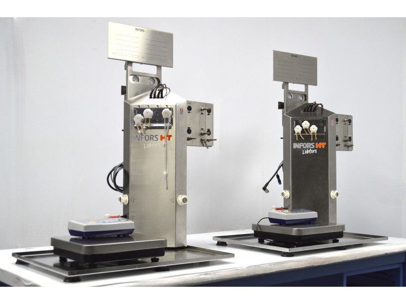 Infors HT Labfors 5 3-Fold Bench-Top Bioreactor System with 3.6 L Jacketed Vessels, Integrated Gas Mixing & Off-Gas Analysis