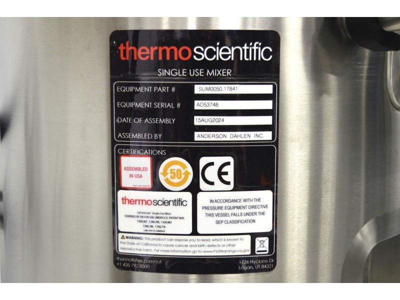 Thermo Scientific HyPerforma 50L Jacketed Single-Use Mixer, Bioprocess Applications - Made 2024
