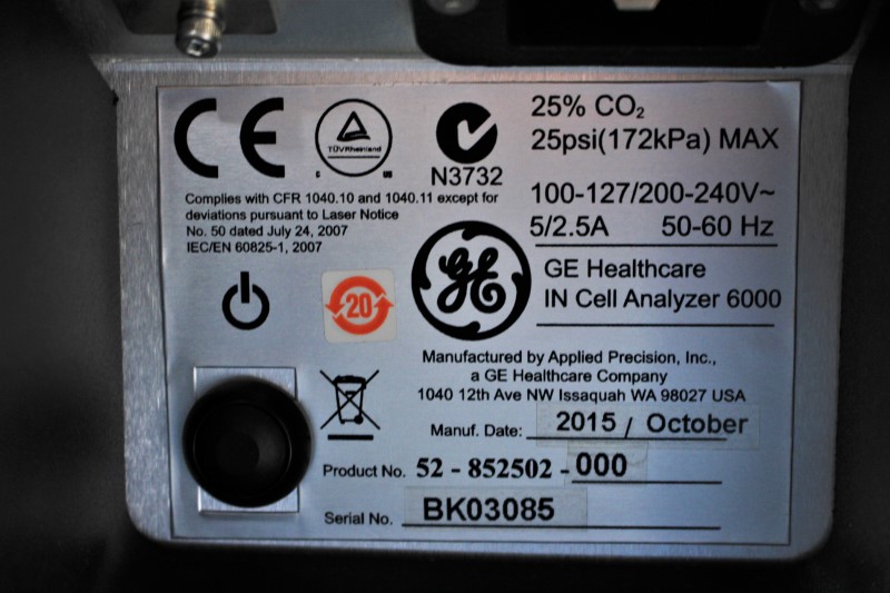 GE IN Cell 6000 Confocal Epi-Fluorescence LASER LED Image Analyzer - AV